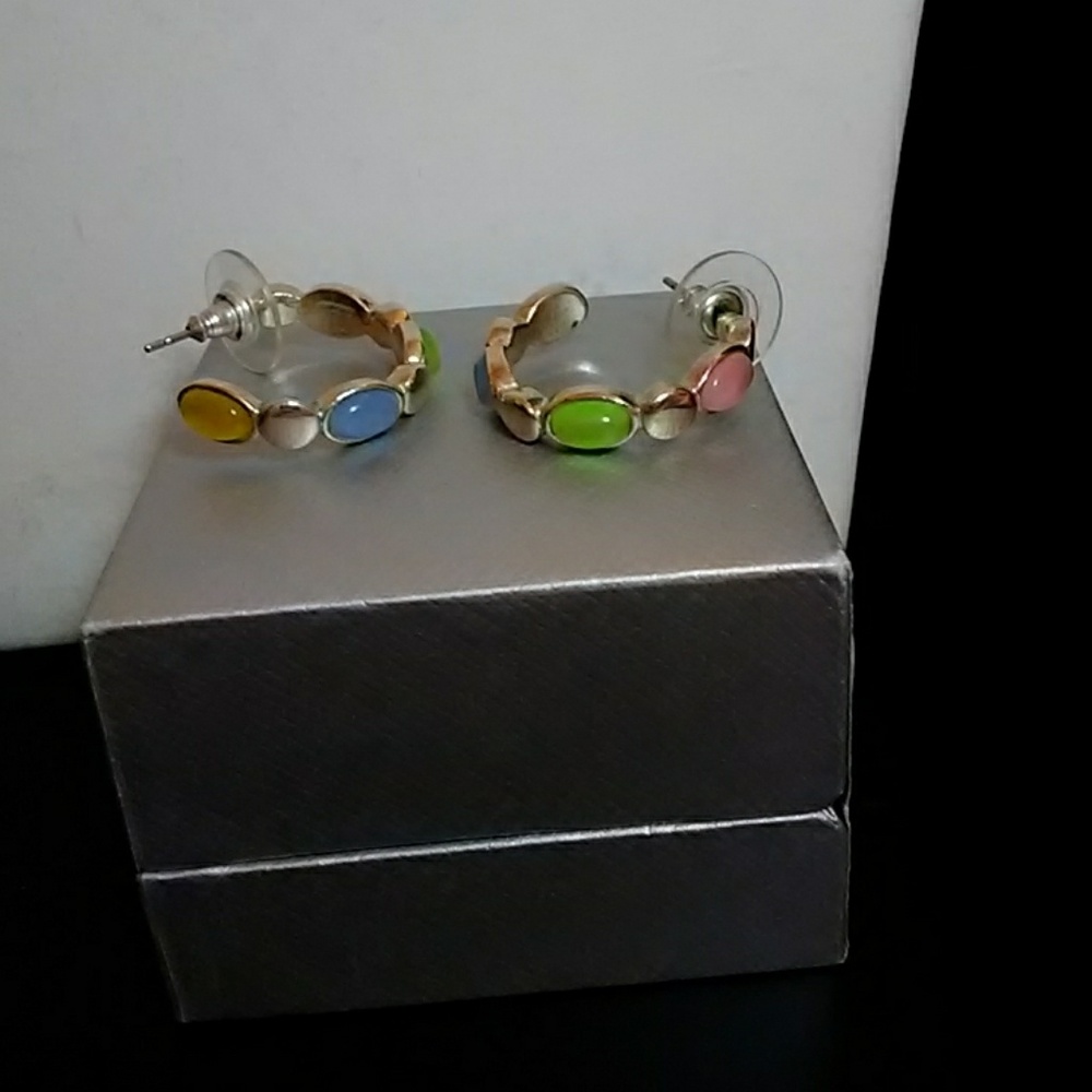 Silver Earrings with Colored Beads